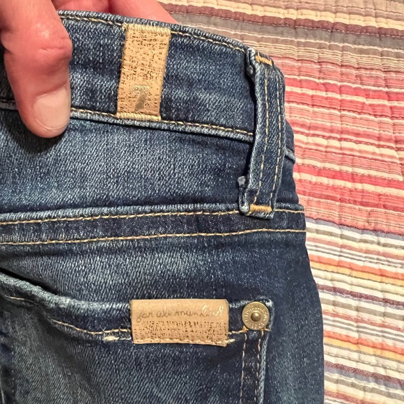 7 For All Mankind Ankle Skinny Jeans Women's Size 27 Distressed Denim - Picture 2 of 6